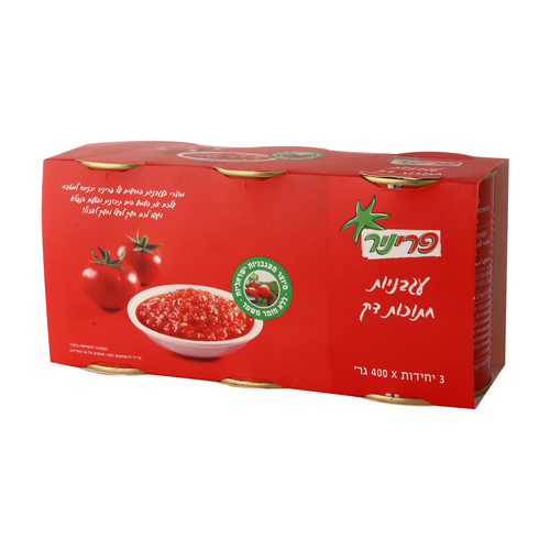 עגבניות חתוכות דק בתרכיז עגבניות מארז שלשיה